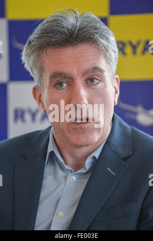 Ryanair’s CFO Neil Sorahan holds a press conference over Ryanair’s third quarter results for the period ended 31st December 2015 Stock Photo