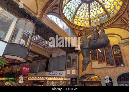 Statue of St Wenceslas riding a dead horse Lucerna Passage Prague, Czech Republic Vaclavske Namesti nearby Lucerna Prague Palace Stock Photo