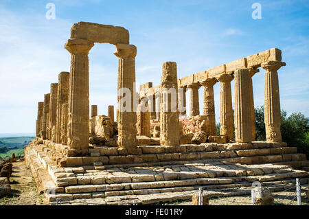 Remains of the Temple of Juno, Agrigento, ancient Greek city of Akragas, Sicily, Italy Stock Photo