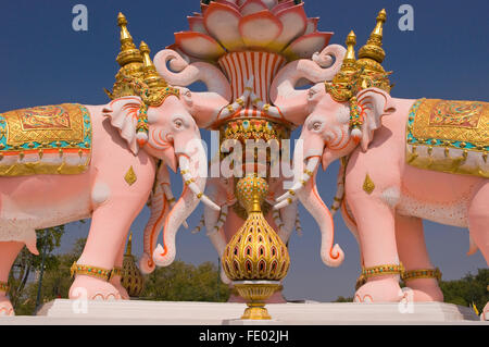 Ornamental pink elephants in Bangkok, Thailand Stock Photo