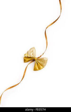 Golden satin ribbon isolated on white background Stock Photo - Alamy