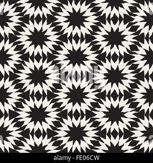 Vector Seamless Black And White Hand Painted Line Geometric Triangle  Star Pattern Stock Vector