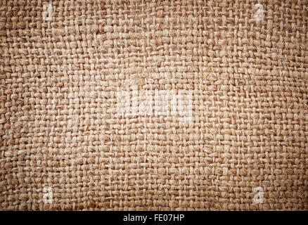 Closeup of brown linen burlap textile Stock Photo