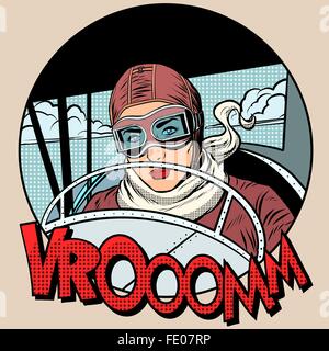 Girl retro pilot on the plane Stock Vector Image & Art - Alamy