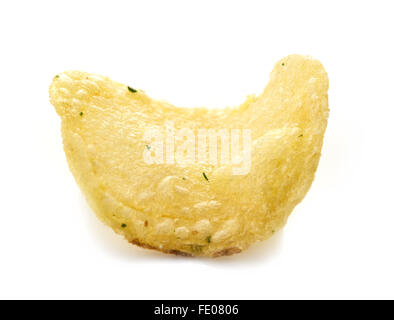 Single potato chip on white background, isolated Stock Photo