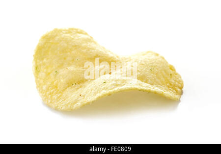 Single potato chip on white background, isolated Stock Photo