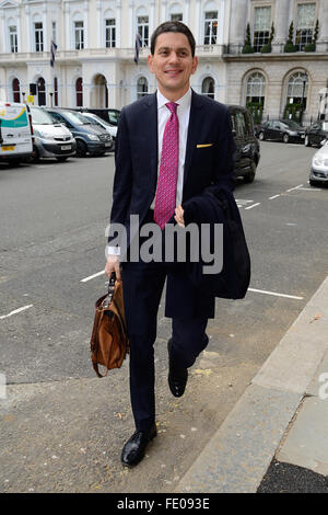 David Miliband delivers lecture on the Syrian crisis at Chatham House, London, Britain - 03 Feb 2016 Stock Photo