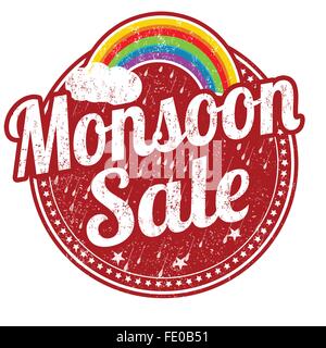 Monsoon sale grunge rubber stamp on white background, vector illustration Stock Vector