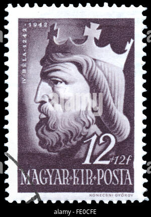 Nicholas Horthy HUNGARY - CIRCA 1942: a stamp printed in the Hungary shows Stephen ...