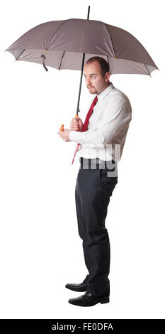 man with umbrella isolated on white background Stock Photo - Alamy