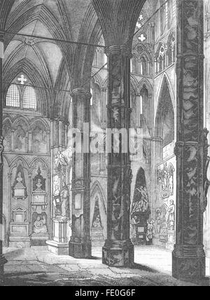 LONDON: Poets Corner, Westminster Abbey, antique print 1845 Stock Photo