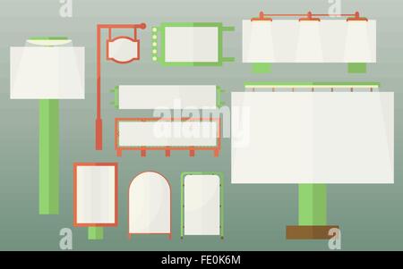 flat vector outdoor advertising various billboards set Stock Vector