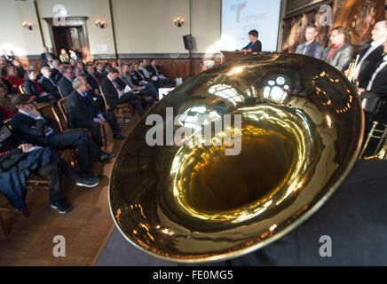Wittenberg, Germany. 3rd Feb, 2016. The opening of the new office for the Reformation anniversary celebrations in Wittenberg, Germany, 3 February 2016. Currently 50 employees at the office are busy organising nationwide celebrations for the 2017 anniversary of the reformation. PHOTO: HENDRIK SCHMIDT/DPA/Alamy Live News Stock Photo