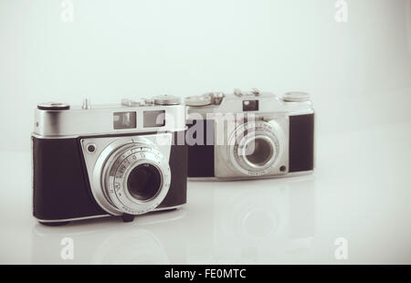 Two old retro cameras Stock Photo