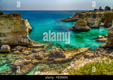 Rocky stacks on the coast of Apulia in Southern Italy Stock Photo - Alamy