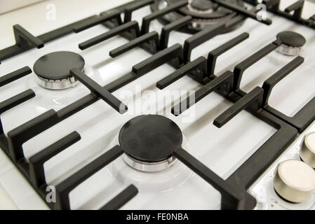 new gas burner cooker closeup Stock Photo