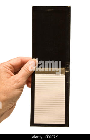Small Old Blank Notepad Held By Hand Stock Photo