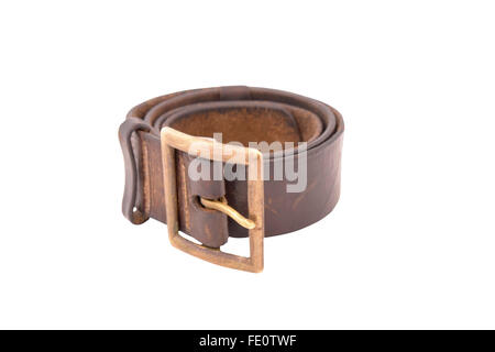 Soviet Union in the WW2. Soviet standard officer belt. Simple  copper buckle. Stock Photo