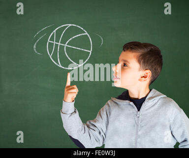 Boy and basketball Stock Photo