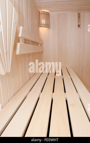 Wooden steam room or sauna for a healthy lifestyle Stock Photo