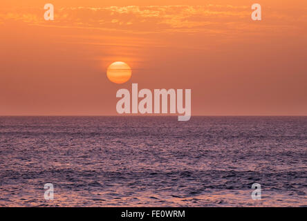 Sun setting over ocean, Atlantic, La Gomera, Canary Islands, Spain Stock Photo