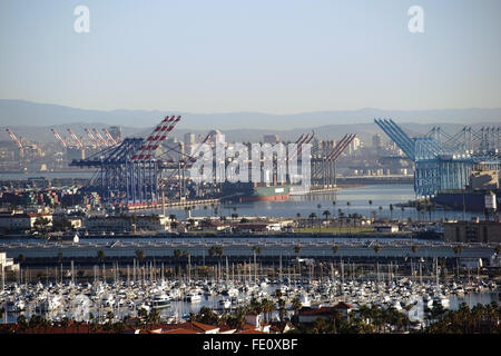 Industry and sailboat harbor Los Angeles Stock Photo