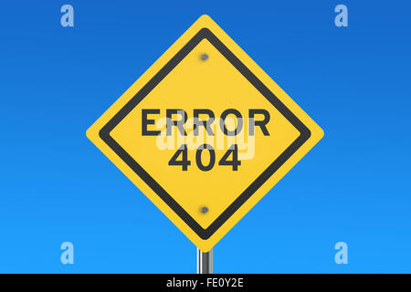 Error 404 concept on the road sign isolated on blue sky Stock Photo