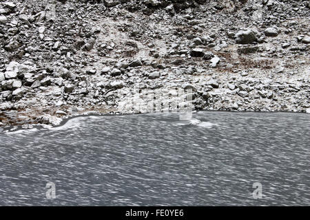 Frozen Ogwen lake Wales Stock Photo