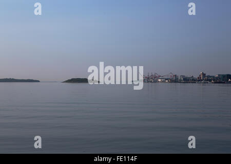 Halifax Harbour in Nova Scotia, Canada. Georges Island stands in the harbour. Stock Photo