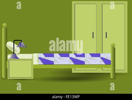 Hotel Room interior isolated on a white background Stock Vector