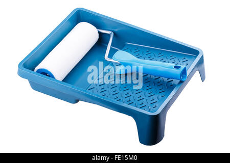 paint roller tray Isolated on white background Stock Photo