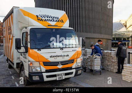 Evening Standard delivery truck outside the Kings Cross station, London England United Kingdom UK Stock Photo