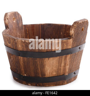 wooden vat Isolated on white background Stock Photo