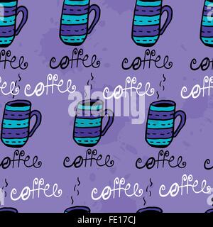 Seamless pattern with sketchy h coffee cups Stock Vector