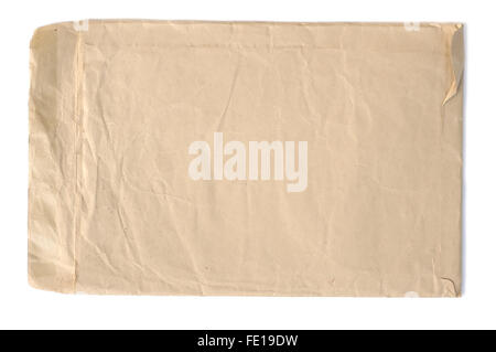 Brown old envelope isolated on white background Stock Photo