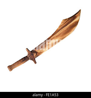 wooden sword isolated on white background Stock Photo