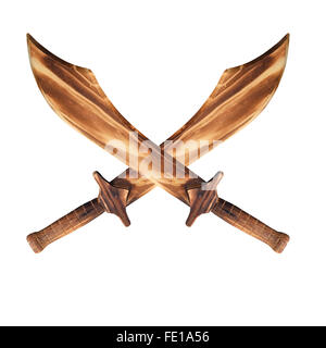 wooden sword isolated on white background Stock Photo