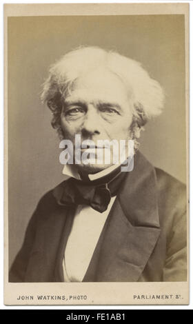 Carte-de-visite of Michael Faraday, one of the most influential scientists in history, in an 1860s seated portrait by John Watkins. Stock Photo
