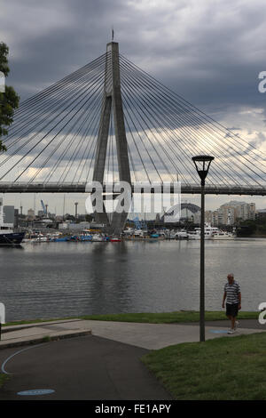 The ANZAC Bridge viewed from the northern end of Glebe Point Road – Sydney, Australia Stock Photo