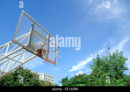 basketball board and blue sky Stock Photo