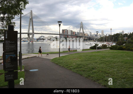 The ANZAC Bridge viewed from the northern end of Glebe Point Road – Sydney, Australia Stock Photo