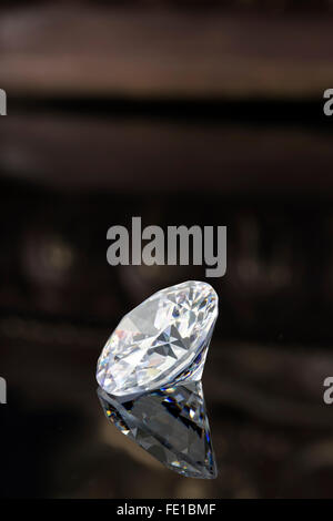 Loose diamond on black background Stock Photo