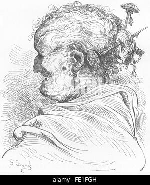 SPAIN: An old woman of Valencia, antique print 1881 Stock Photo