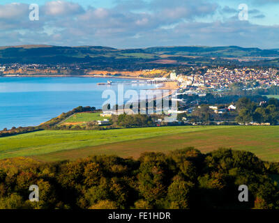 View of Sandown and the coastline of the eastern part of the Isle of Wight in southern England UK Stock Photo