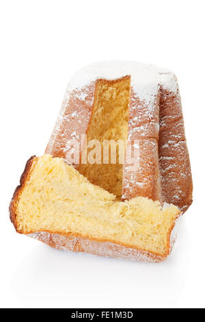 Pandoro, Christmas cake and slice with icing sugar Stock Photo