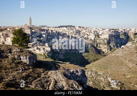 view to Matera from Murgia National Park, Matera, Basilicata, Italy Stock Photo