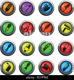Computer drawing tools icons set. Cartoon set of 9 computer drawing ...