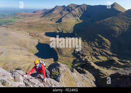Howling Ridge Climb Rock climber on Howling Ridge, Carrauntoohil, MacGillycuddy's Reeks ...