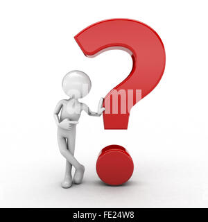 character and question mark white background Stock Photo