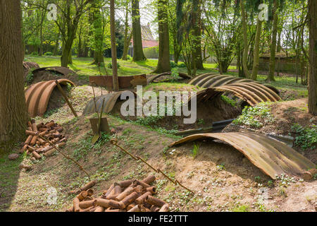 WWI trenches near the Hooge Crater blown in July 1915 by the British forces. Stock Photo